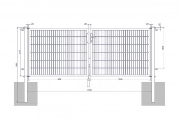 Universaltor "medium" 2-flg. anthrazit H 1200 x B 3158 mm