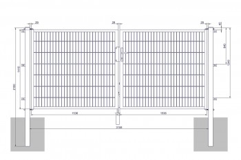 Universaltor "medium" 2-flg. anthrazit H 1400 x B 3158 mm