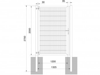 Universaltor "schwer" 1-flg. grün H 2000 x B 1333 mm