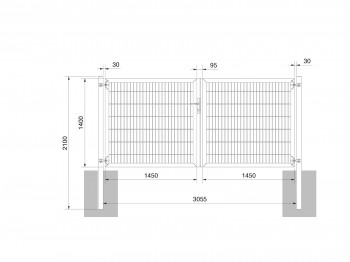 Universaltor "schwer" 2-flg. symmetrisch grün H 1400 x B 3063 mm