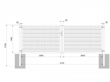 Universaltor "schwer" 2-flg. symmetrisch feuerverzinkt H 1400 x B 4163 mm