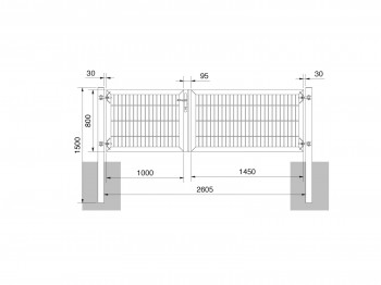 Universaltor "schwer" 2-flg. asymmetrisch feuerverzinkt H 800 x B 2613 mm