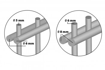 Zaunpaket DSM 8/6/8 "schwer" verzinkt 10 m zum Aufdübeln mit Flacheisenleiste (F) zwei Eckpfosten 1430 mm Höhe