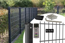 Zaunpaket DSM 8/6/8 "schwer" anthrazit 10 m zum Einbetonieren mit Deckleiste (D) kein Eckpfosten 630 mm Höhe