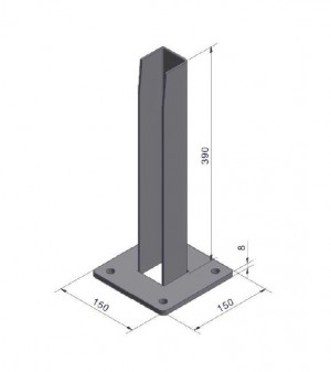 Bodenplatte 150 x 150 mm grün bis Zaunhöhe 2080 mm