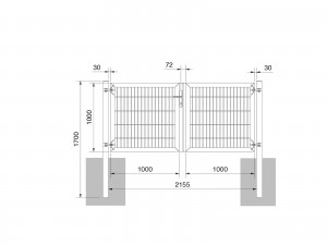 Universaltor "schwer" 2-flg. symmetrisch anthrazit H 1000 x B 2163 mm