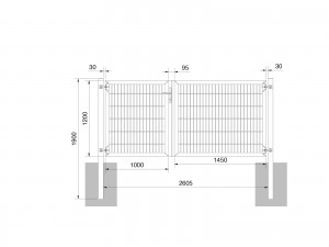 Universaltor "schwer" 2-flg. asymmetrisch anthrazit H 1200 x B 2613 mm