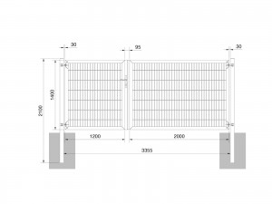 Universaltor "schwer" 2-flg. asymmetrisch anthrazit H 1400 x B 3363 mm