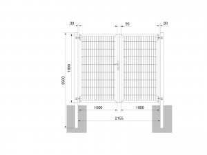 Universaltor "schwer" 2-flg. symmetrisch anthrazit H 1800 x B 2163 mm