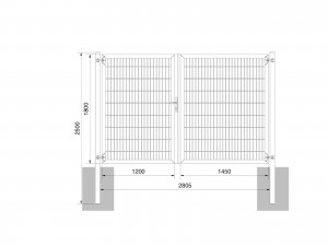 Universaltor "schwer" 2-flg. asymmetrisch anthrazit H 1800 x B 2813 mm