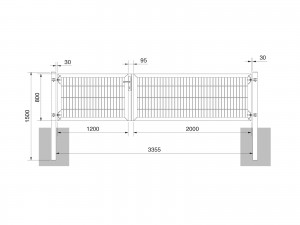 Universaltor "schwer" 2-flg. asymmetrisch anthrazit H 800 x B 3363 mm