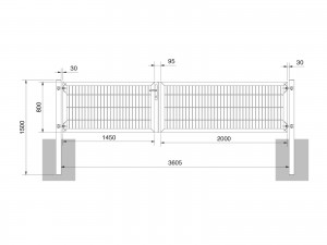 Universaltor "schwer" 2-flg. asymmetrisch anthrazit H 800 x B 3613 mm